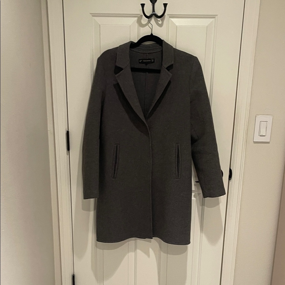 Zara Women's Charcoal Trench Coat-Size Medium